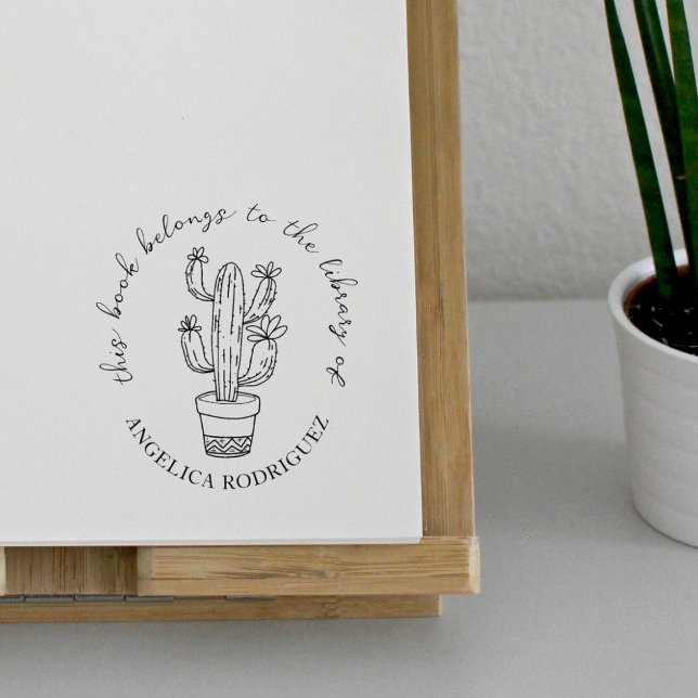 Blooming Cactus Hand-drawn Library Book Gummistempel (Von Creator hochgeladen)