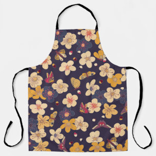 blooming cherry and butterflies seamless pattern. schürze