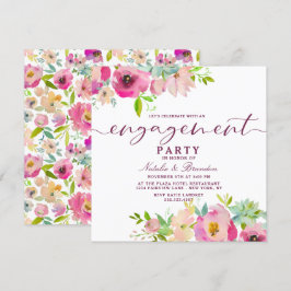 Blooming Chic Blush Floral Engagement Party Square Einladung