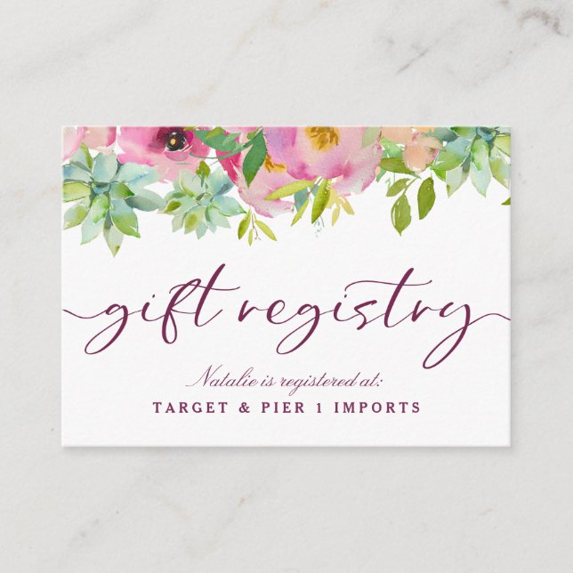 Blooming Chic Floral Brautparty Geschenkkartei Begleitkarte (Vorderseite)