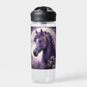 "Blooming Dreams: The Lila Floral Fantasy Horses" Trinkflasche