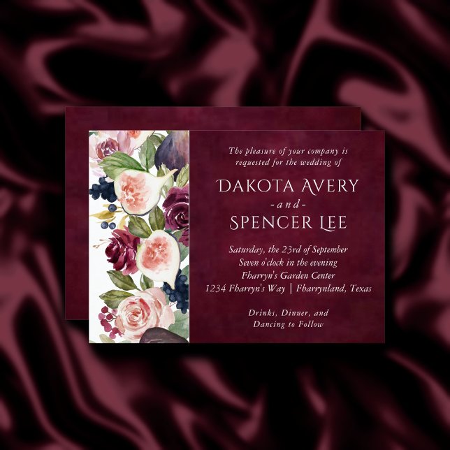 Blooming Figs | Bold Moody Floral Wedding Einladung (Von Creator hochgeladen)