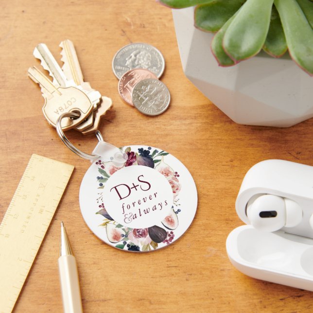 Blooming Figs | Moody Rustic Fruit Blossom Custom Schlüsselanhänger (Schreibtisch)