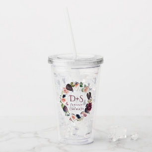 Blooming Figs Moody Rustic Monogram Wreath Acryltrinkbecher
