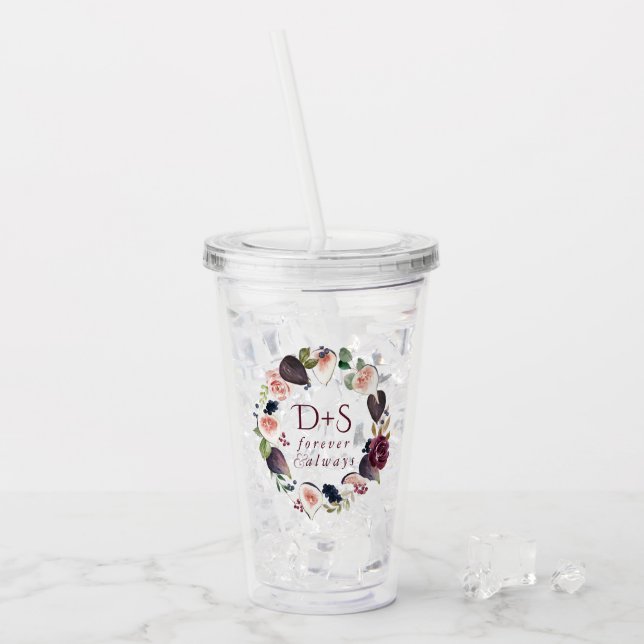 Blooming Figs | Moody Rustic Monogram Wreath Acryltrinkbecher (Vorderseite Ice)