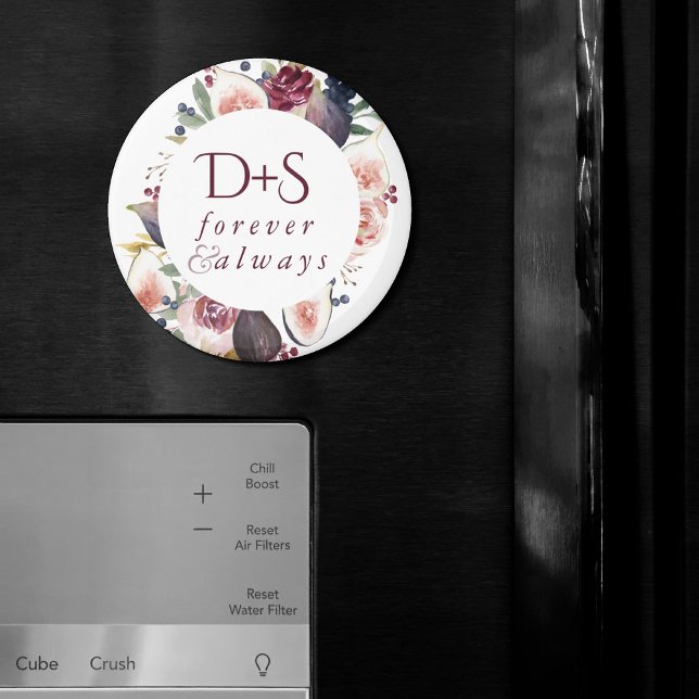 Blooming Figs | Moody Rustic Monogram Wreath Magnet (Von Creator hochgeladen)