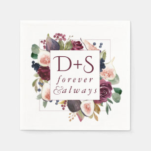 Blooming Figs Moody Rustic Monogram Wreath Serviette