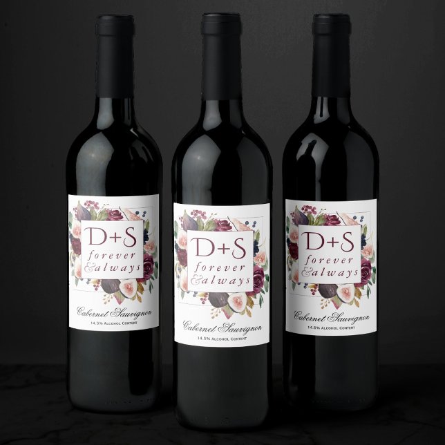 Blooming Figs | Moody Rustic Monogram Wreath Weinetikett (Von Creator hochgeladen)