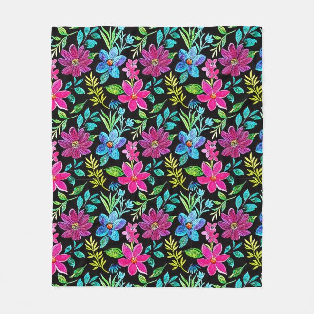 Blooming flower garden chic floral foliage fleecedecke (Vorderseite)