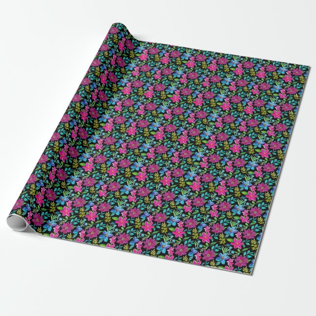 Blooming flower garden chic floral foliage geschenkpapier (Ungerollt)