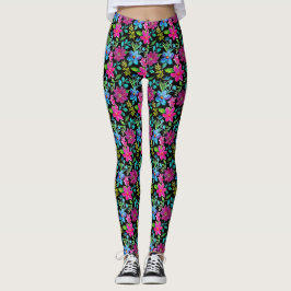 Blooming flower garden chic floral foliage leggings