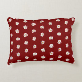 Blooming Flower Pattern Dark Red Accent Pillow Dekokissen