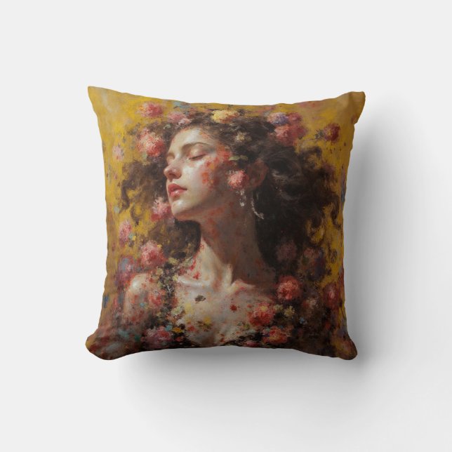 Blooming Goddess Floral Art Throw Pillow Kissen (Vorderseite)