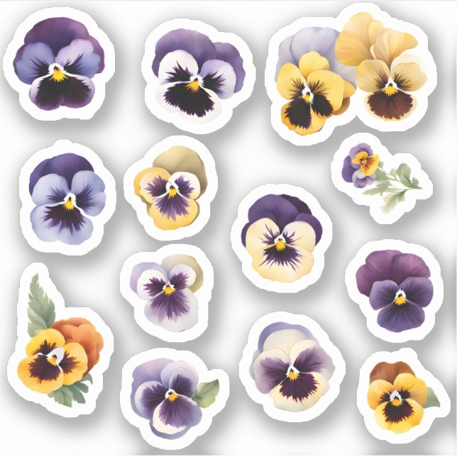 Blooming Happy Stiefmütterchens Blume Sticker Pack (Vorderseite)
