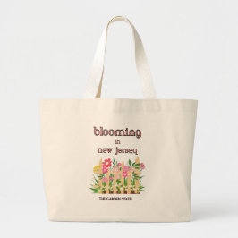BLOOMING IN NJ, FLORAL GARDEN CANVAS TOTE JUMBO STOFFBEUTEL