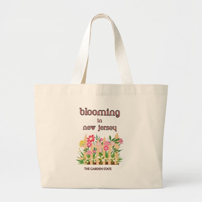  BLOOMING IN NJ, FLORAL GARDEN CANVAS TOTE JUMBO STOFFBEUTEL (Vorne)