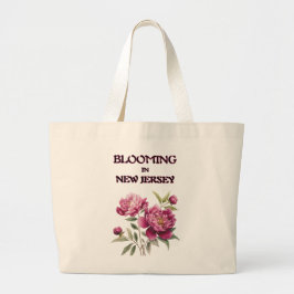 BLOOMING IN NJ, PURPLE PEONIES FLORAL TOTE BAG JUMBO STOFFBEUTEL