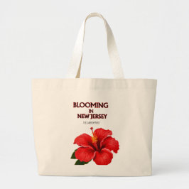 BLOOMING IN NJ, RED HISBICUS FLORAL CANVAS TOTE JUMBO STOFFBEUTEL