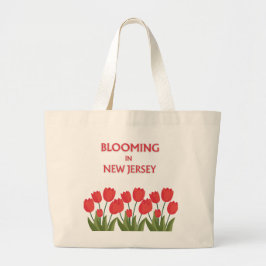 BLOOMING IN NJ, RED TULIPS FLORAL CANVAS TOTE JUMBO STOFFBEUTEL