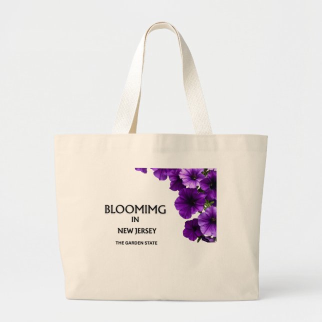  BLOOMING IN NJ , VIOLETS FLORAL CANVAS TOTE BAG JUMBO STOFFBEUTEL (Vorne)