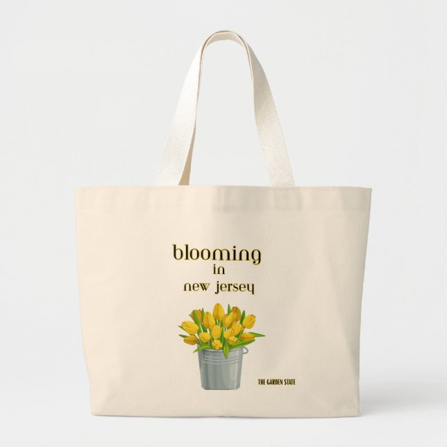  BLOOMING IN NJ ,YELLOW TULIPS FLORAL TOTE BAG JUMBO STOFFBEUTEL (Vorne)