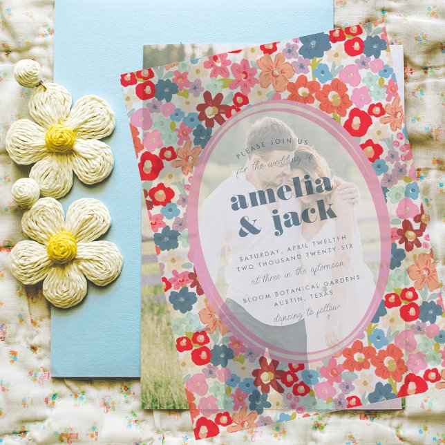 Blooming Joy Bold Bright Floral Garden Wedding (Blooming Joy Bold Bright Floral Garden Wedding Vellum Invitations)