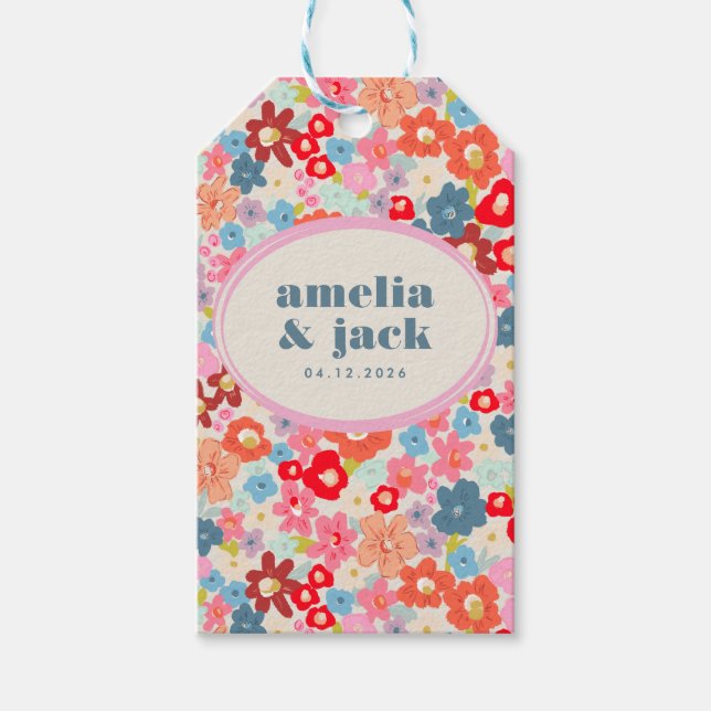 Blooming Joy Bright Bold Floral Garden Wedding Geschenkanhänger (Vorderseite)