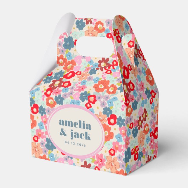 Blooming Joy Bright Floral Maximalist Wedding Geschenkschachtel (Vorderseite)