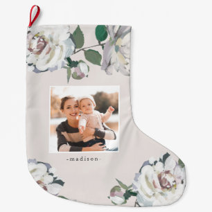 Blooming Joy Floral Foto Weihnachten Strumpf Großer Weihnachtsstrumpf
