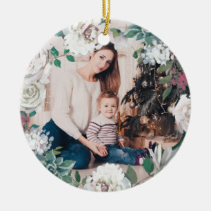 Blooming Joy Floral Weihnachten Foto Ornament