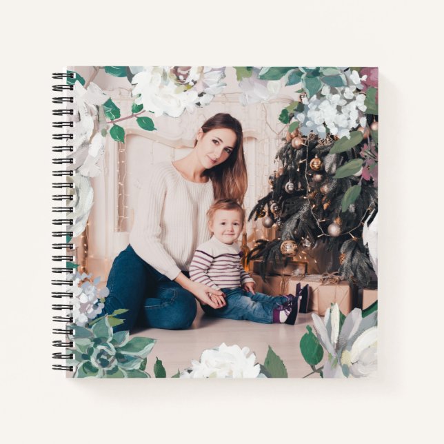 Blooming Joy Floral Weihnachts-Foto-Notebook Notizbuch (Vorderseite)