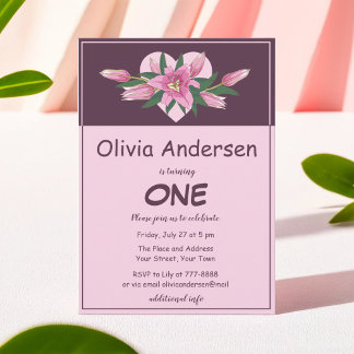 Blooming Lily Elegante Geburtstagsfeier Einladung