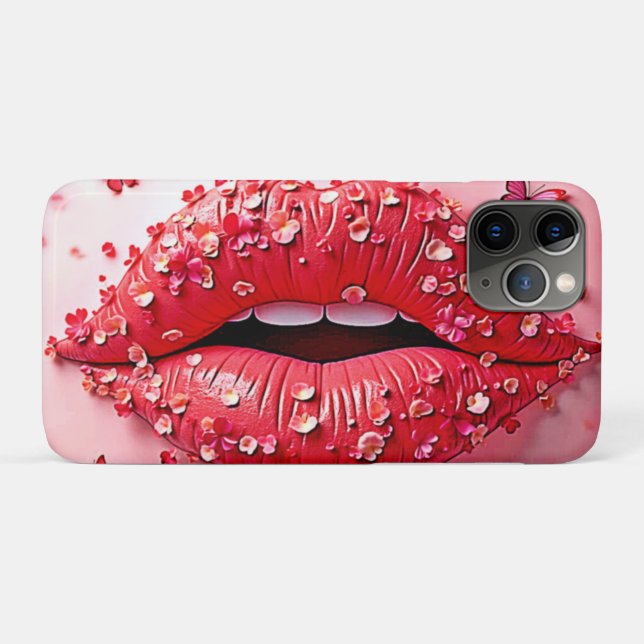 Blooming Lips: Floral Butterfly Kiss Case-Mate iPhone Hülle (Rückseite (Horizontal))