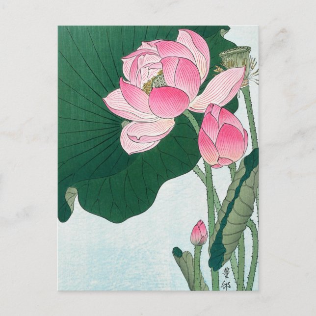 Blooming Lotus Blume, Koson, japanische Blume Art Postkarte (Vorderseite)