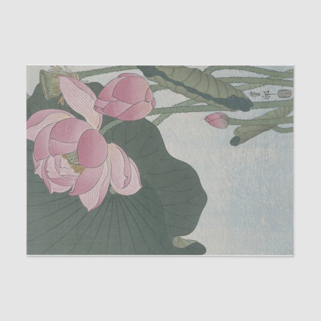 Blooming Lotus Blume von Ohara Koson Seidenpapier (Vorderseite)