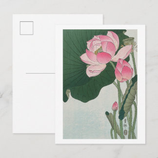 Blooming lotus vintage illustration by Ohara Koson Postkarte