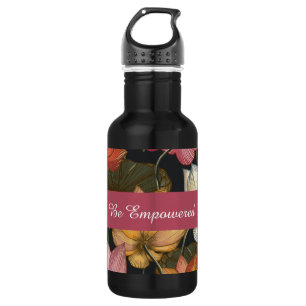 Blooming Lotus Water Lilies on Charcoal Black Edelstahlflasche