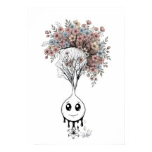 Blooming Mind- Modern Surrealist Floral Art Poster