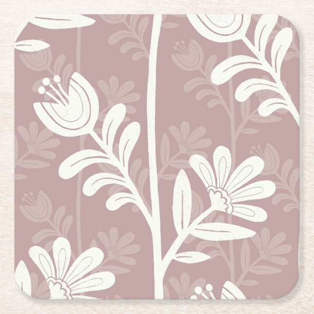 Blooming Minimalismus XL 4 Elfenbein Blumenkohl-Si Rechteckiger Pappuntersetzer (Vorderseite)