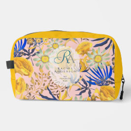 Blooming Mystical Floral Monogram Beige Waschbeutel