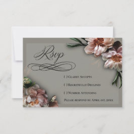 Blooming Peonies RSVP Card Karte
