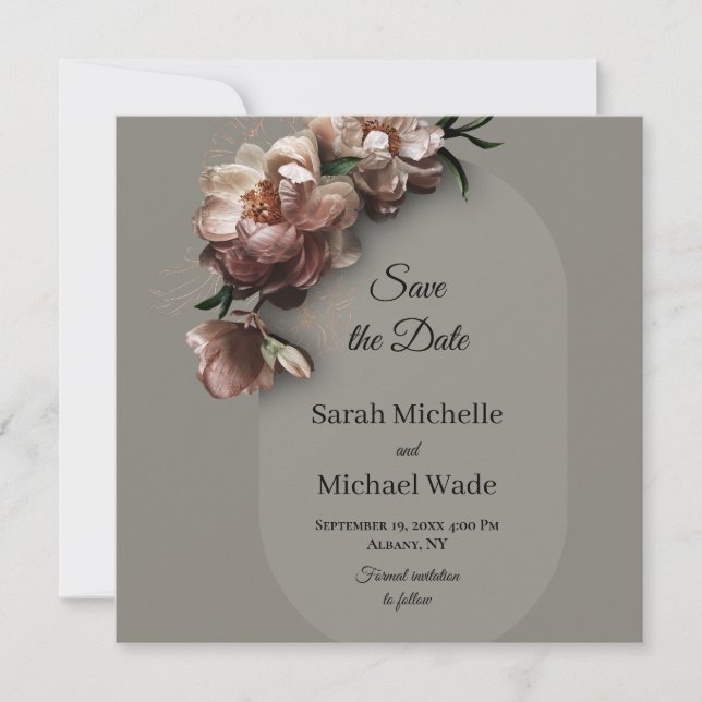 Blooming Peonies Save the Date Invite (Vorderseite)
