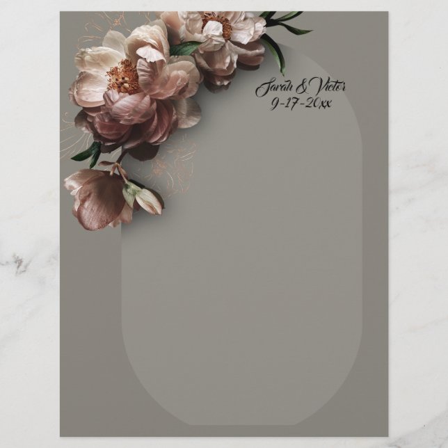 Blooming Peonies Stationery Briefbogen (Vorderseite)