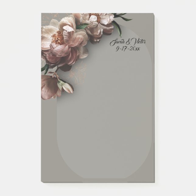 Blooming Peonies Stationery Post-it Klebezettel (Vorderseite)