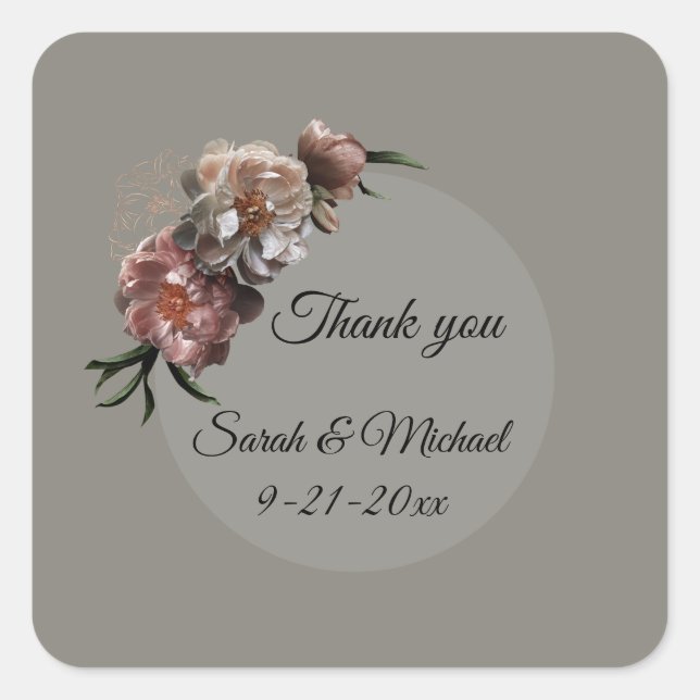 Blooming Peonies stickers wedding invitations (Vorderseite)