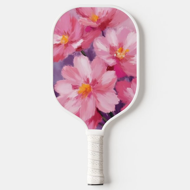 Blooming Pink Petals | Flower Painting Watercolor Pickleball Schläger (Vorderseite)