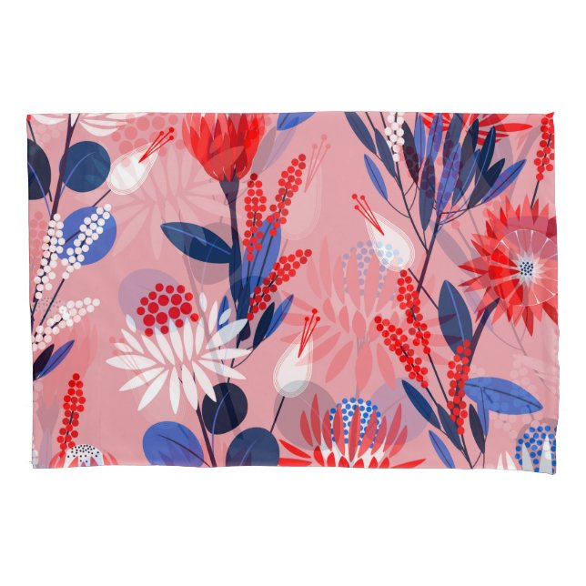 Blooming Protea: Botanisches Gartenmuster Kissenbezug (Vorderseite)