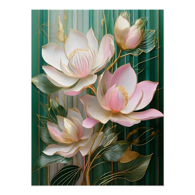 Blooming Wallpaper Japanisch Magnolia Art Poster (Vorderseite)