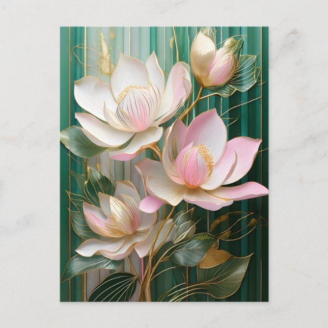 Blooming Wallpaper Japanisch Magnolia Art Postkarte (Vorderseite)