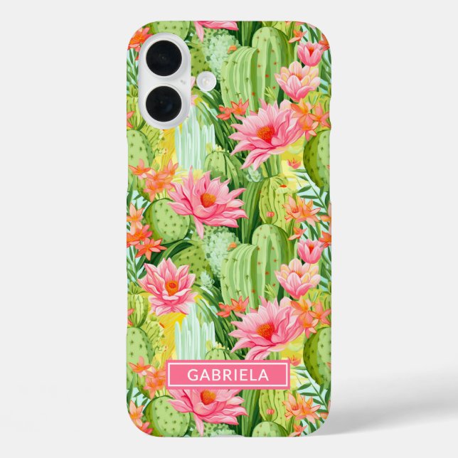 Blooming Watercolor Cacti Personalized Case-Mate iPhone Hülle (Rückseite)
